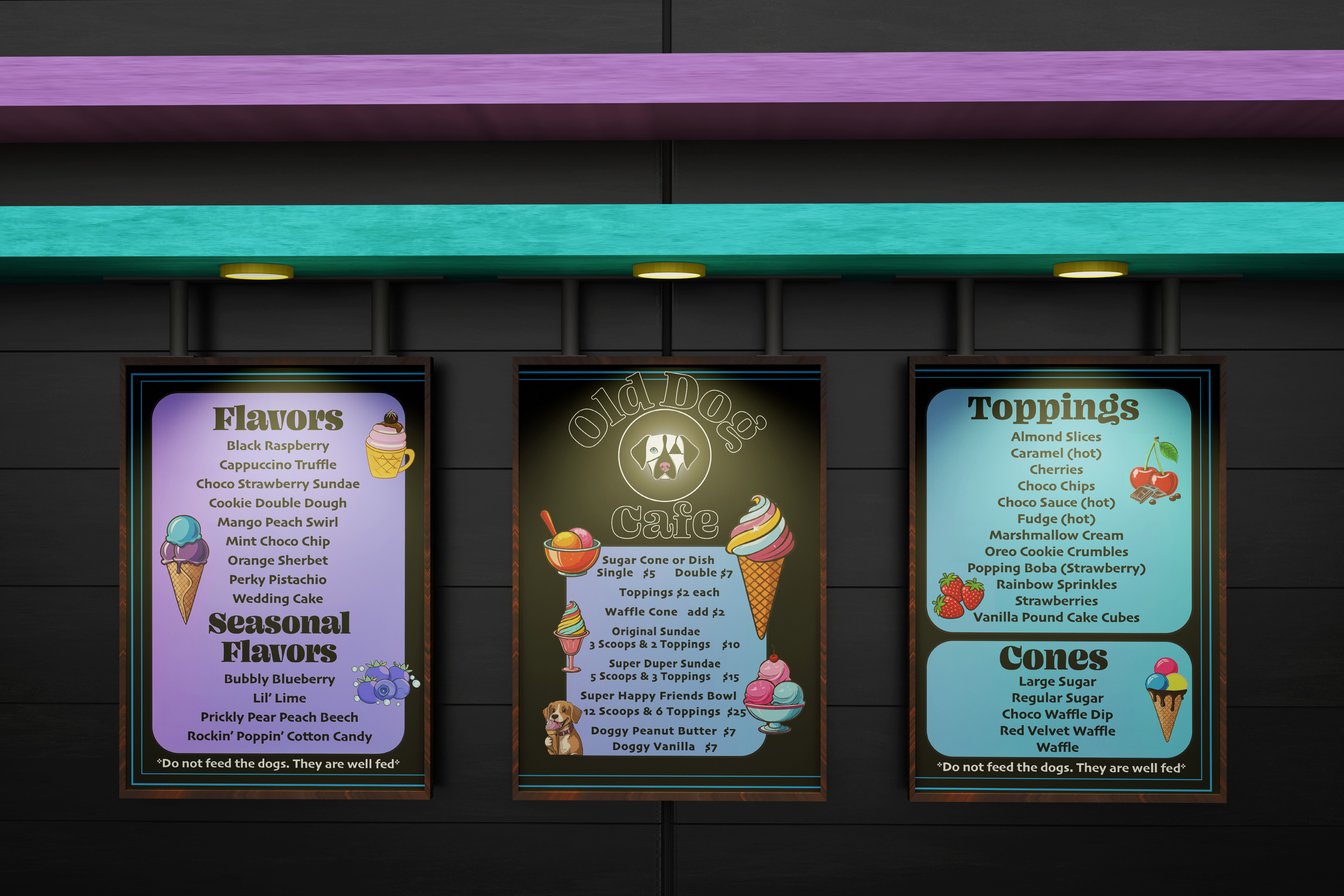 Old Dog Cafe - Ice Cream Hanging Menu