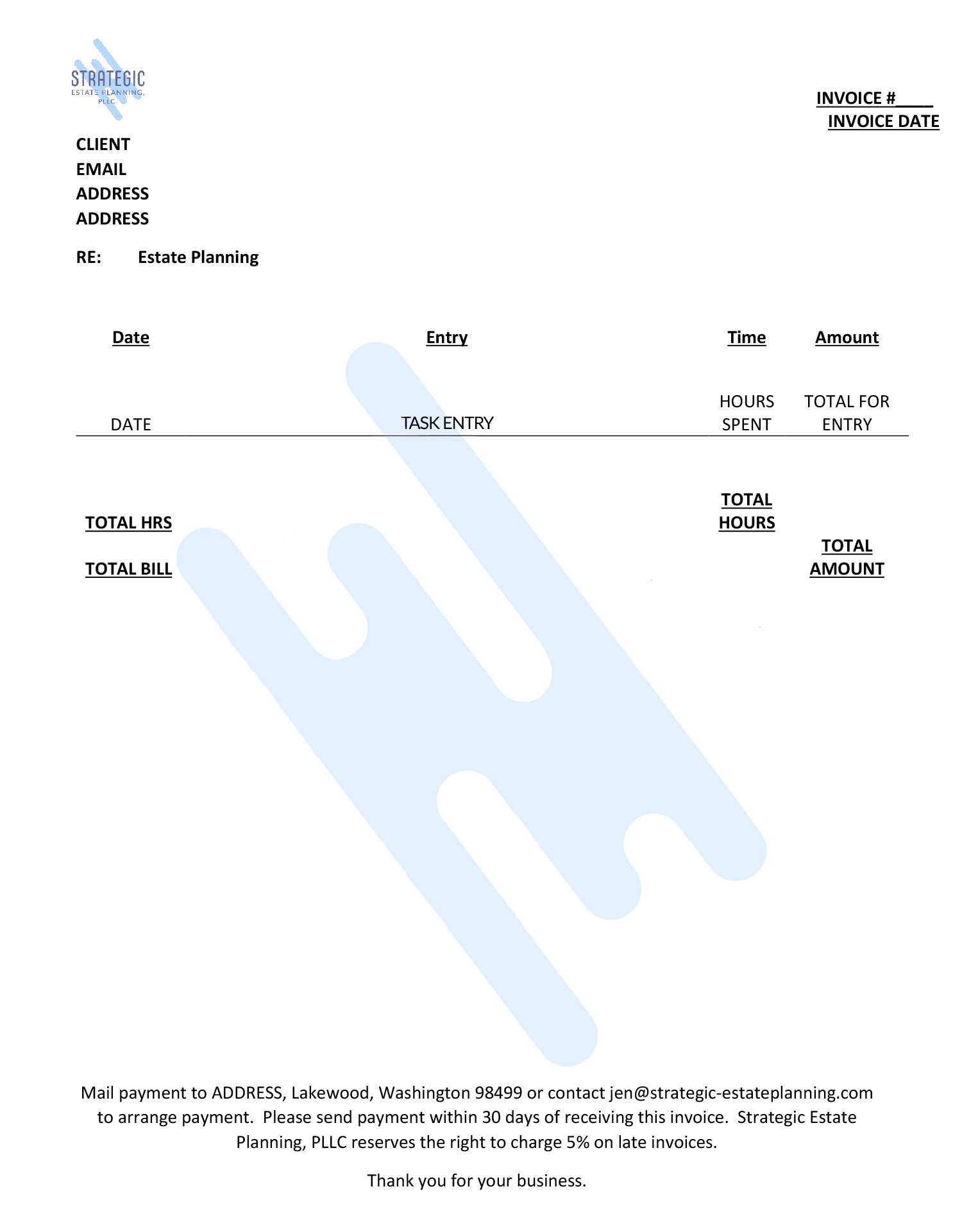 Strategic Estate Planning - Invoice Template