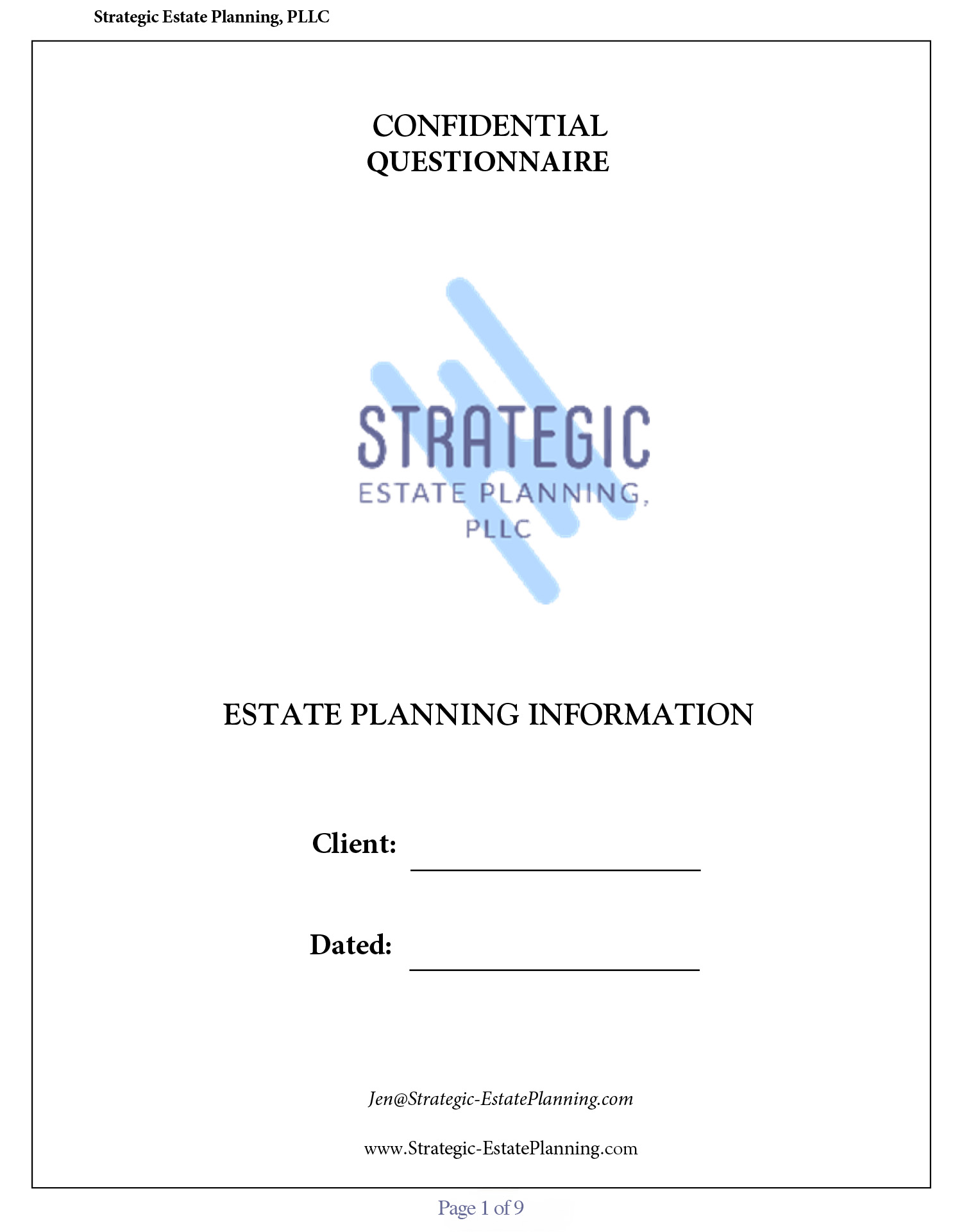Strategic Estate Planning - Questionnaire (p1)