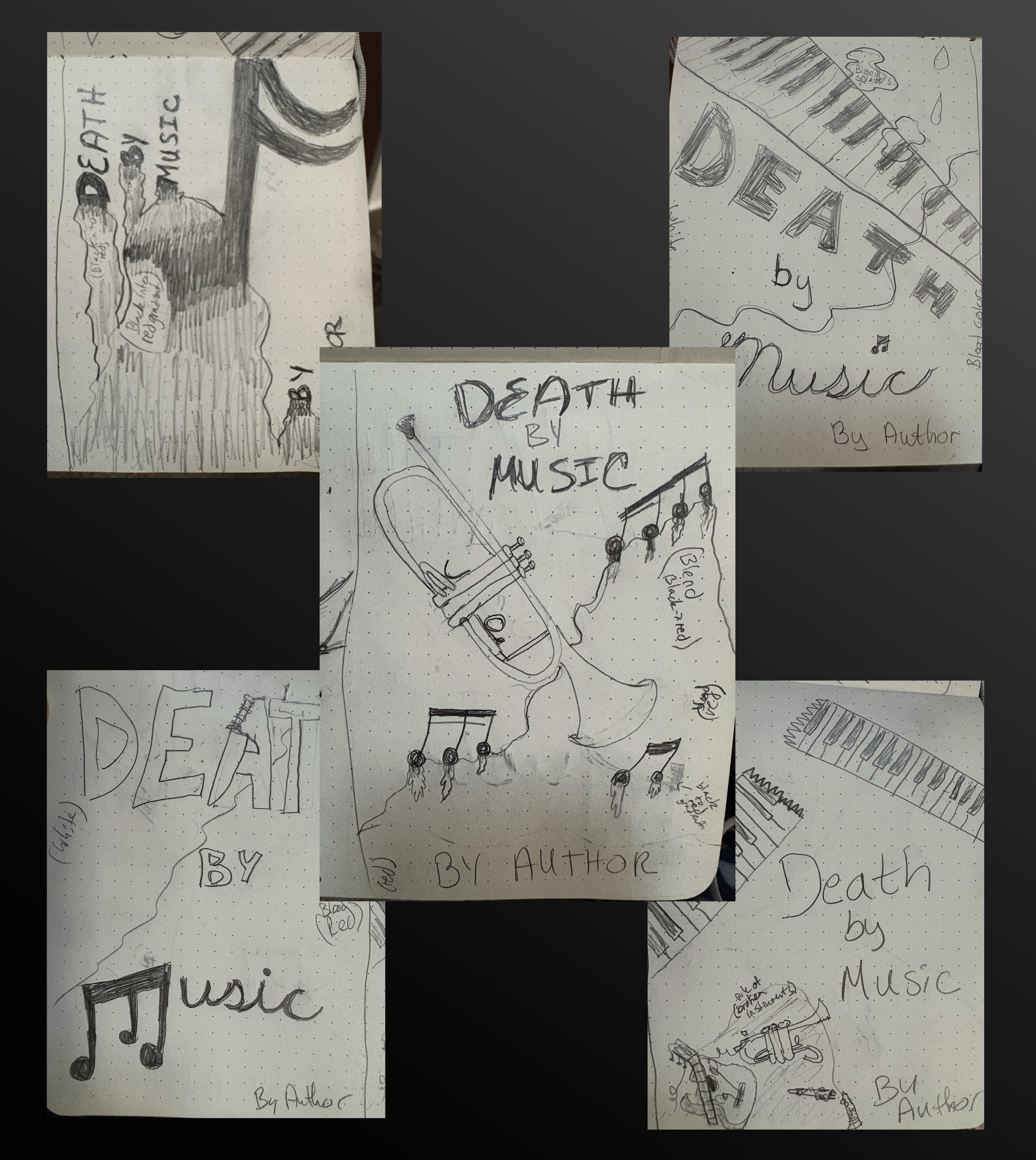 Death by Music - Book Cover Design Sketches