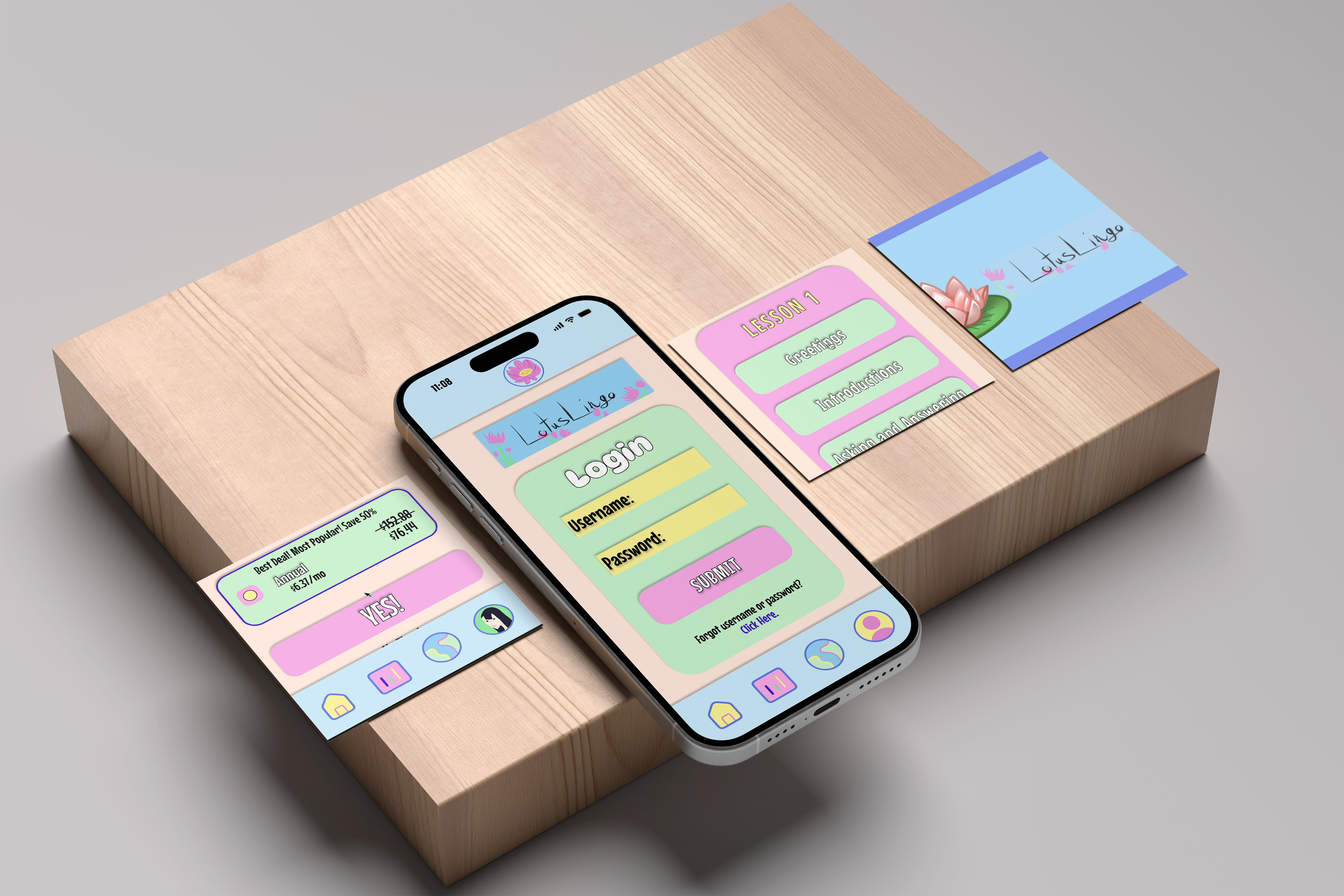 Lotus Lingo - Mobile Mockup