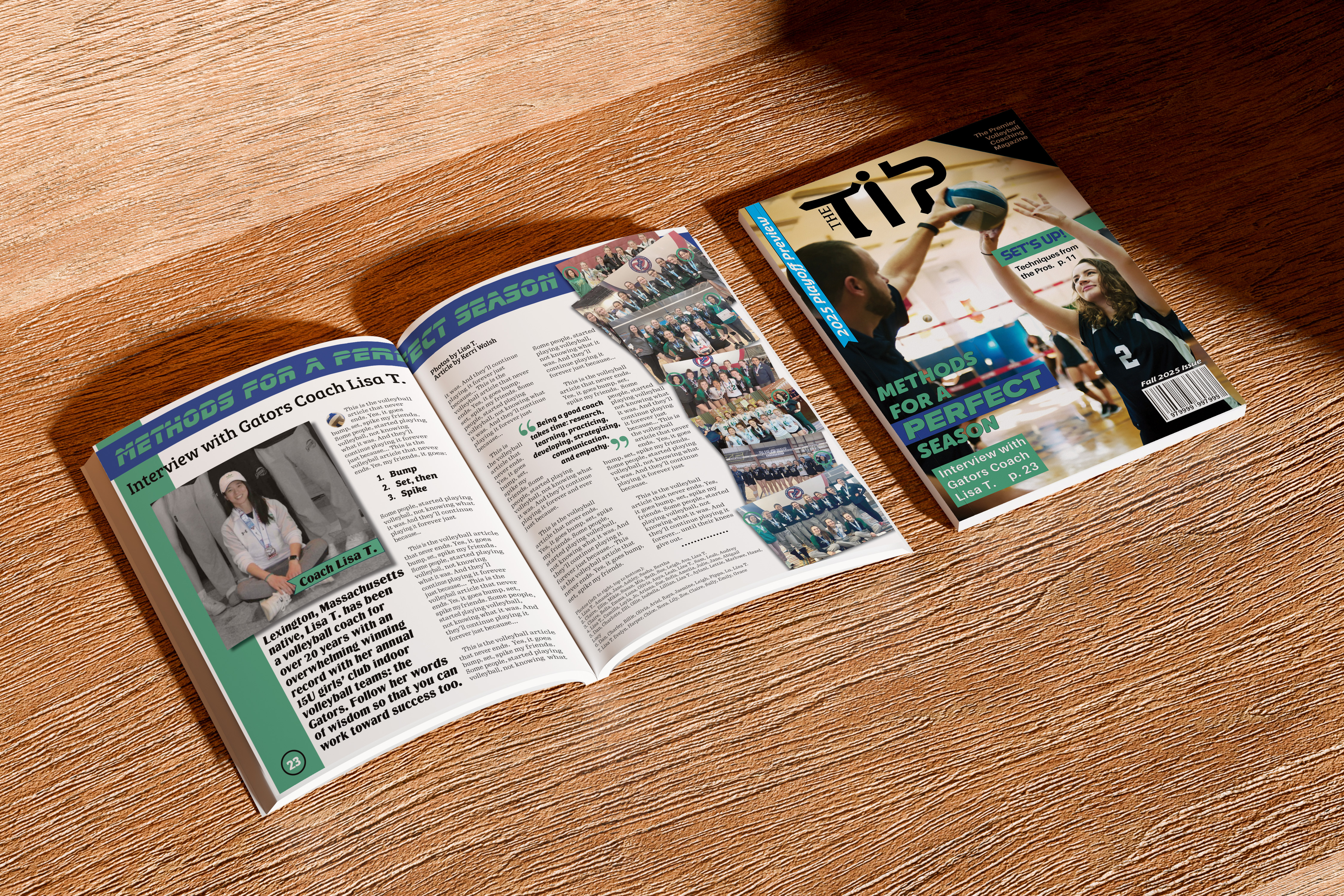The Tip - Premier Volleyball Magazine and Feature Spread Mockup
