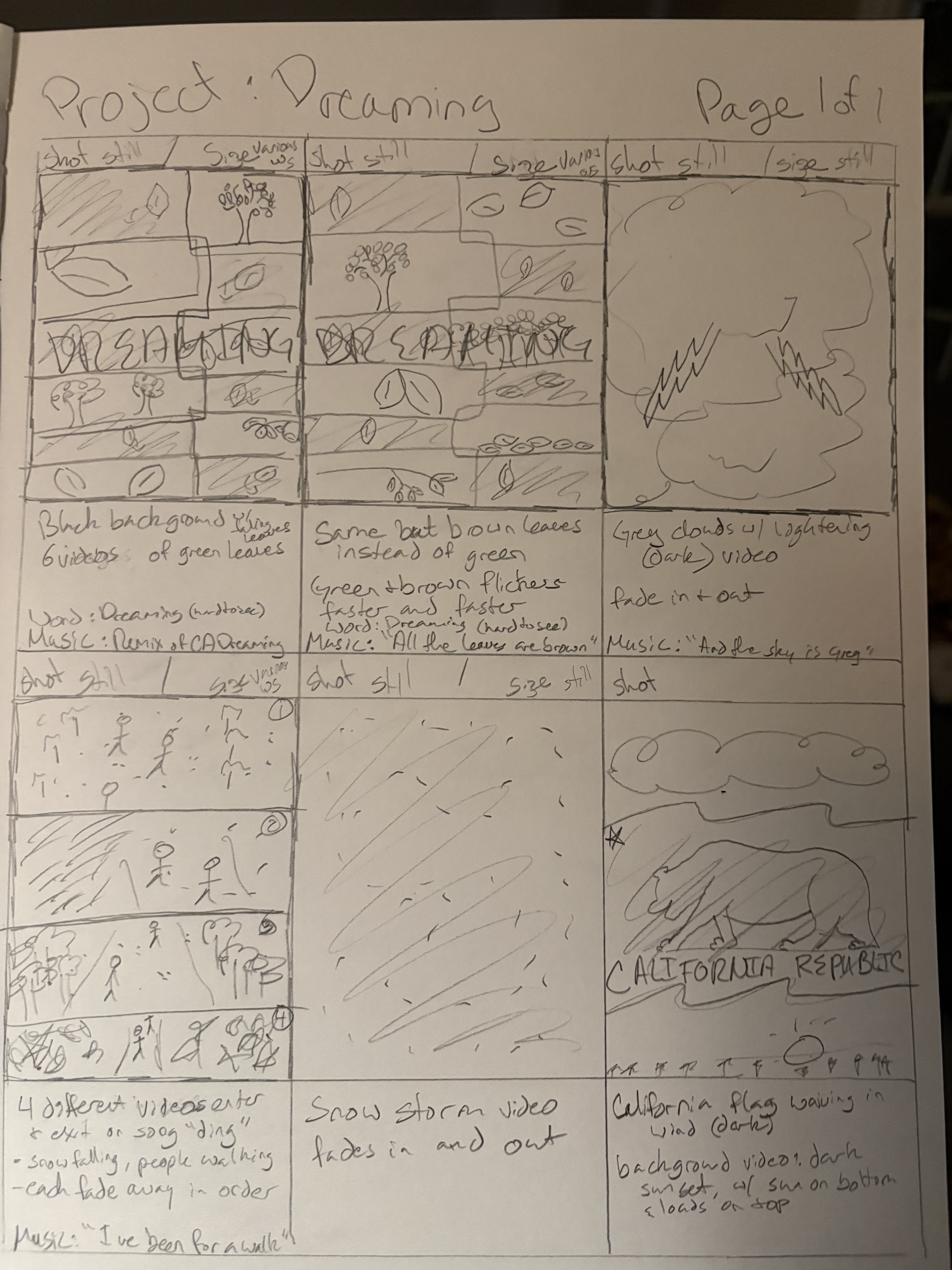 California Dreamin' - Storyboard