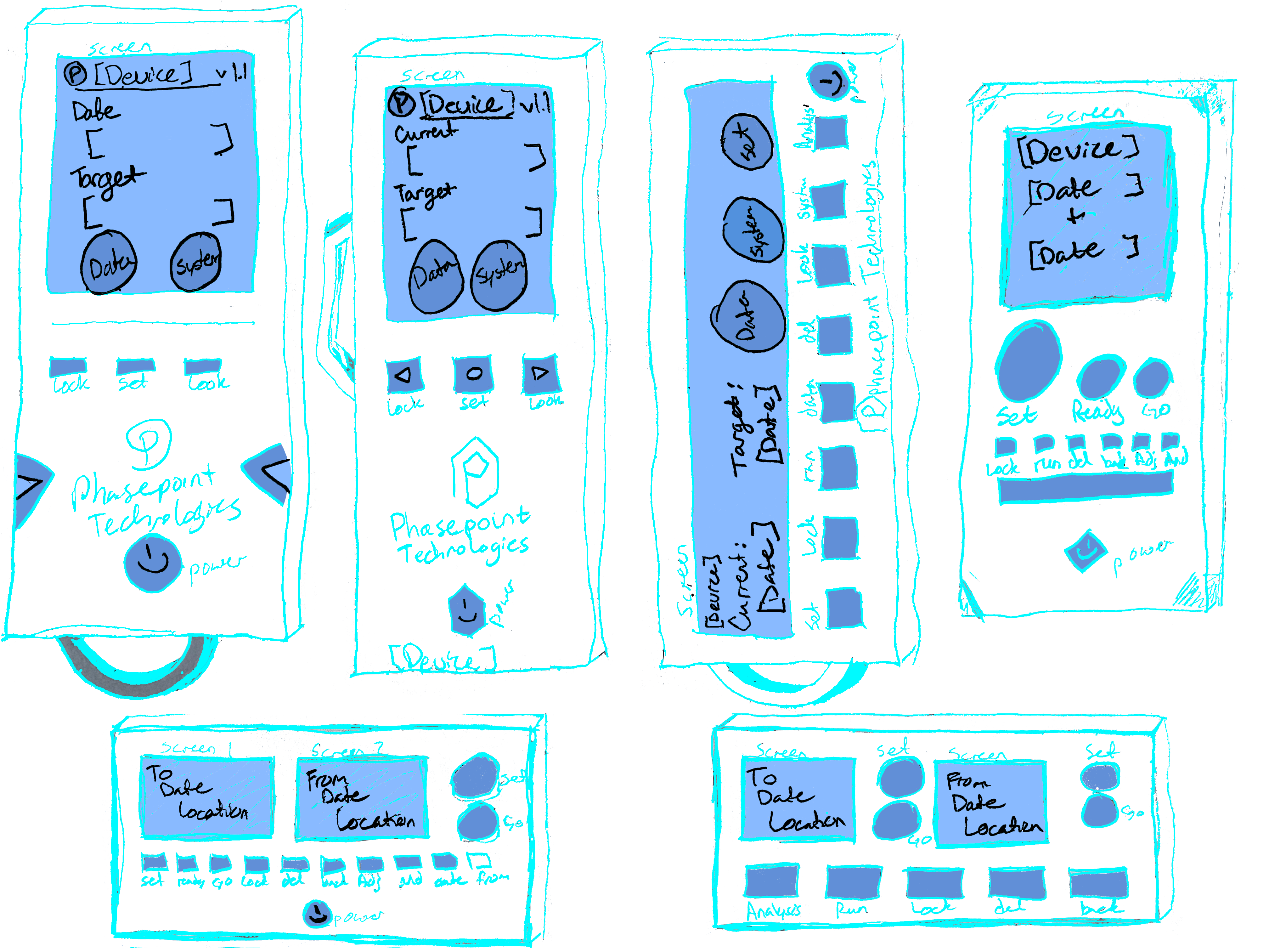 Early Chrono Nexus device concept sketches