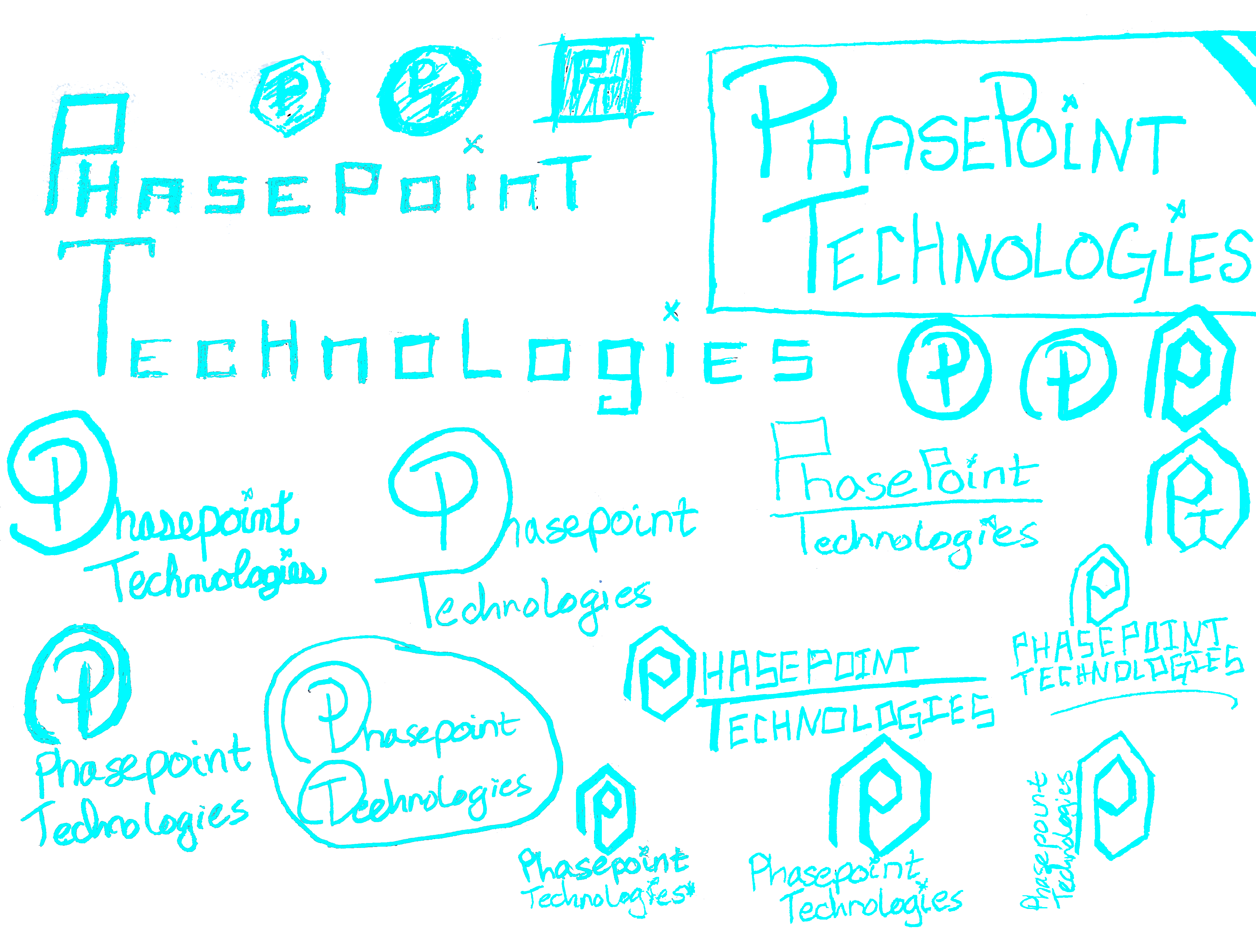 Early geometric logo sketches for Phasepoint Technologies