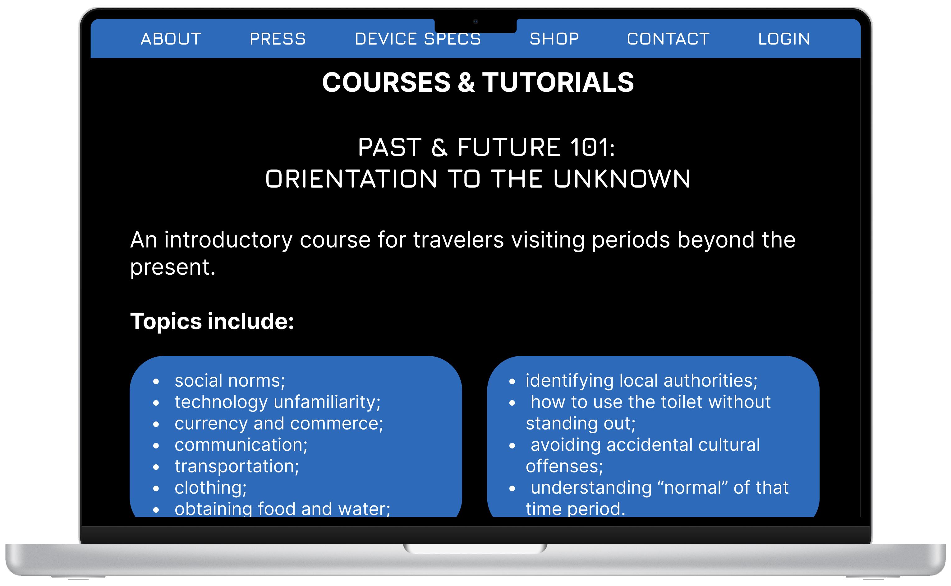 Chrono Nexus courses & tutorials interface