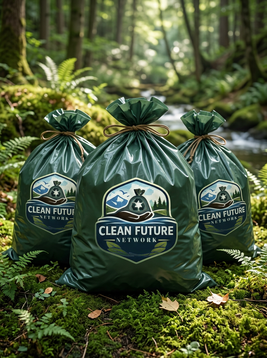 Clean Future Network trashbag mockup