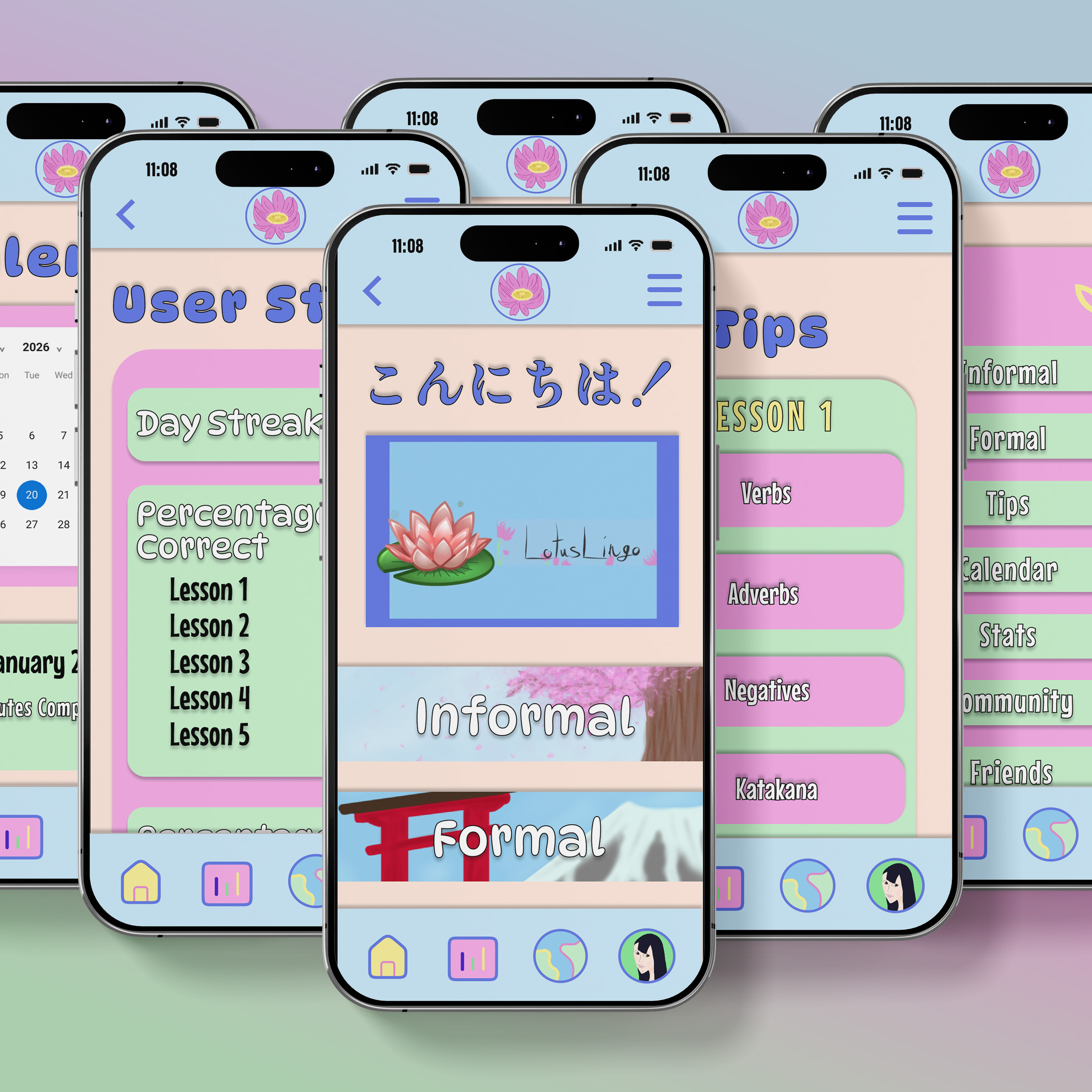 Lotus Lingo - Phone App Mockup