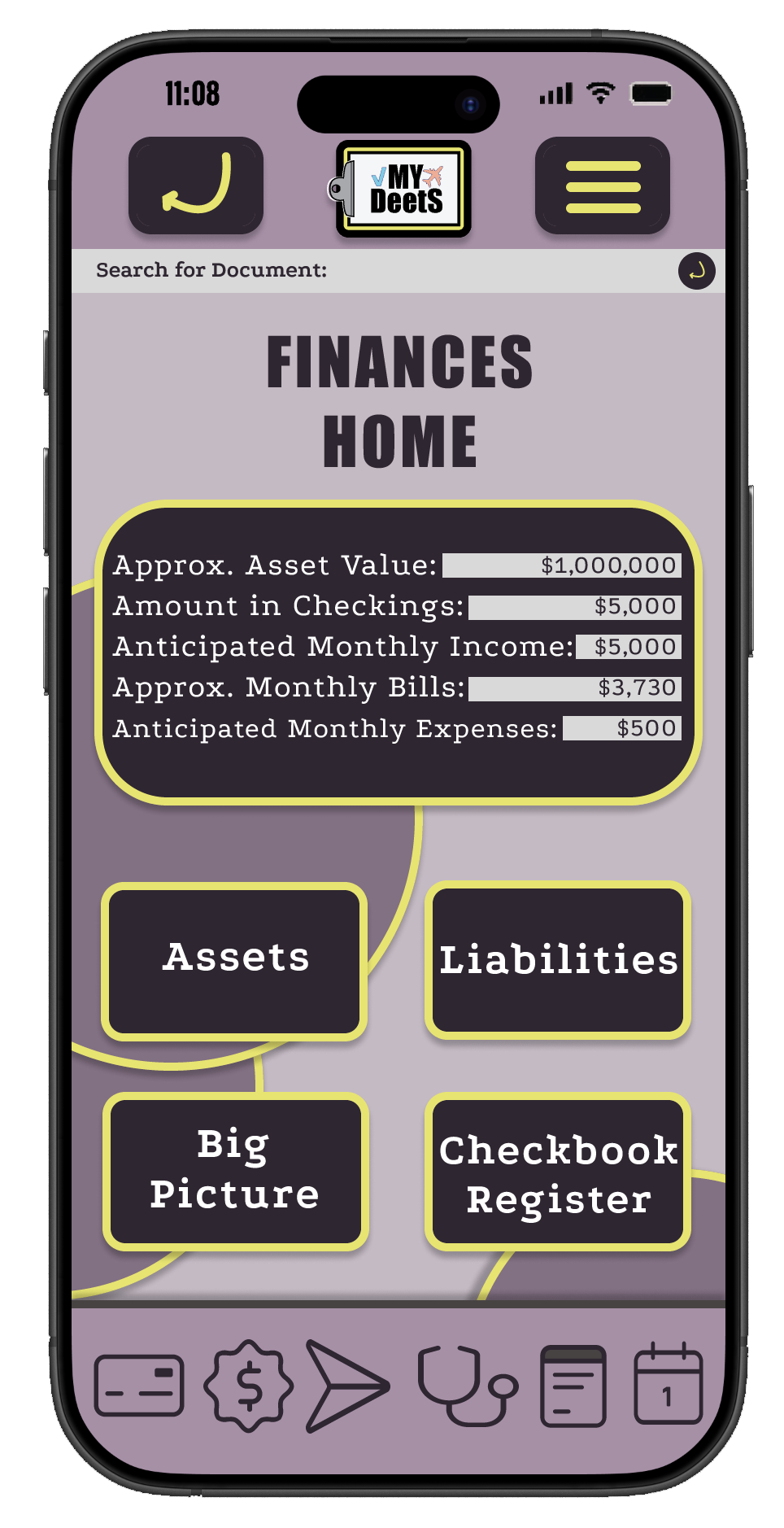 My Deets financial dashboard